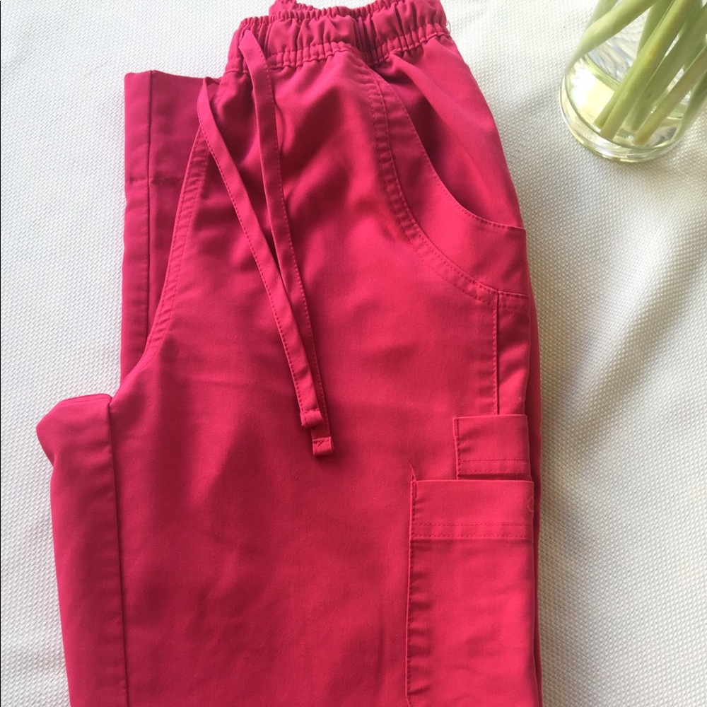 Pink Excel Scrub Pants with elastic waistline